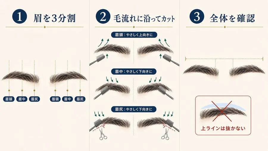 メンズ眉毛の整え方 3ステップ